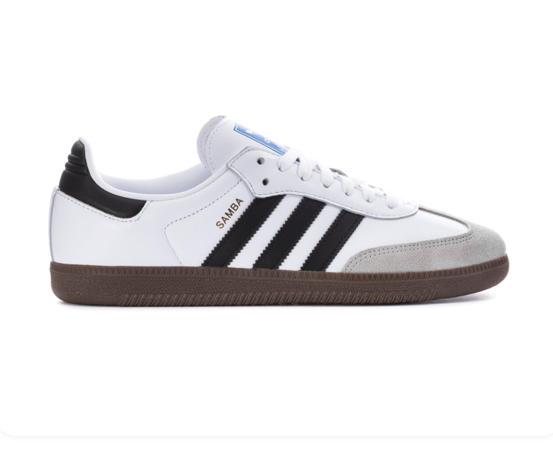 adidas Samba White and Black Sneakers with Grey Toe and Dark Brown Sole