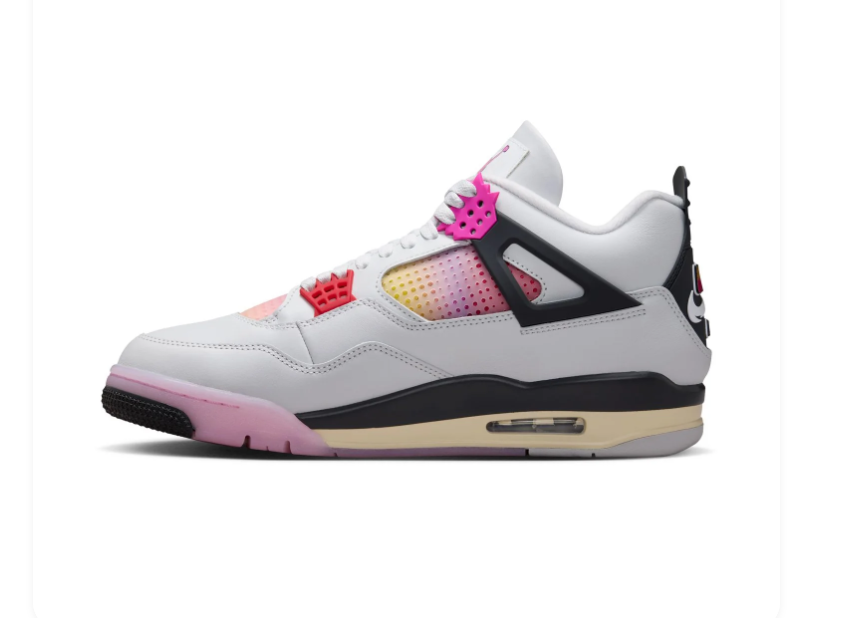 Air Jordan 4 White and Pink Sneakers with Gradient Accents