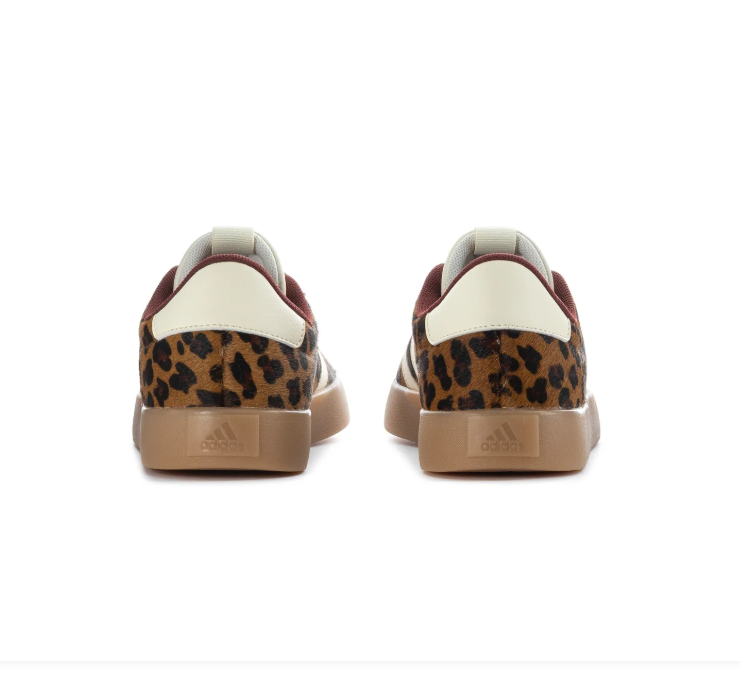 adidas Leopard Print Sneakers with Cream Stripes and Burgundy Laces