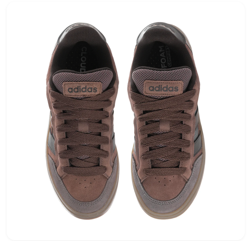 adidas Brown and Gray Low-Top Sneakers with Gum-Colored Sole