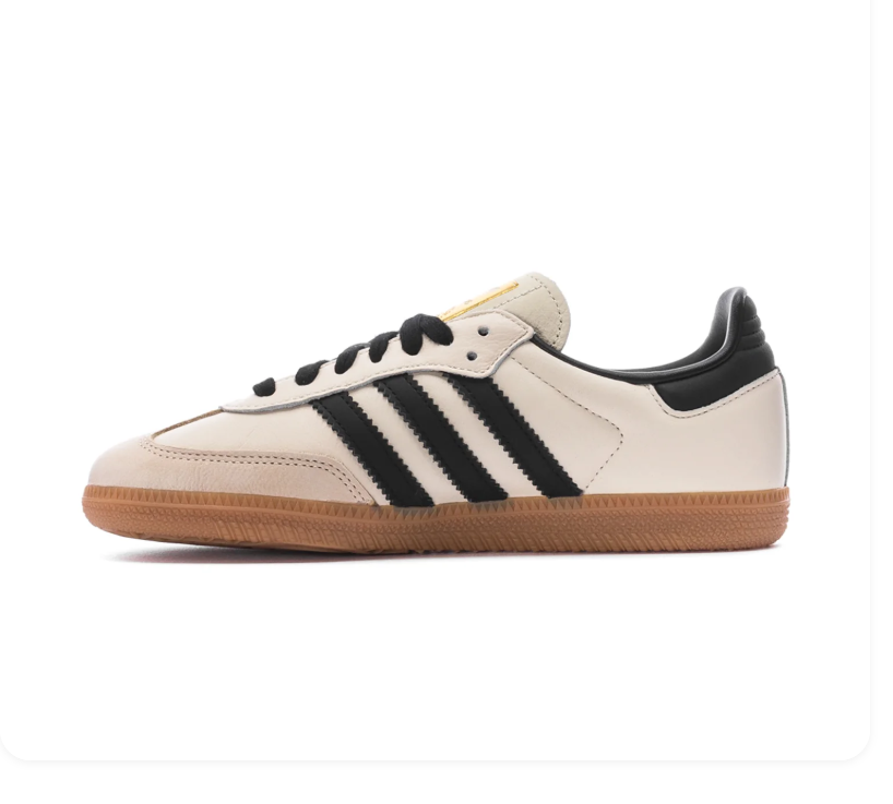 adidas Samba Cream and Black Sneakers with Gum Sole