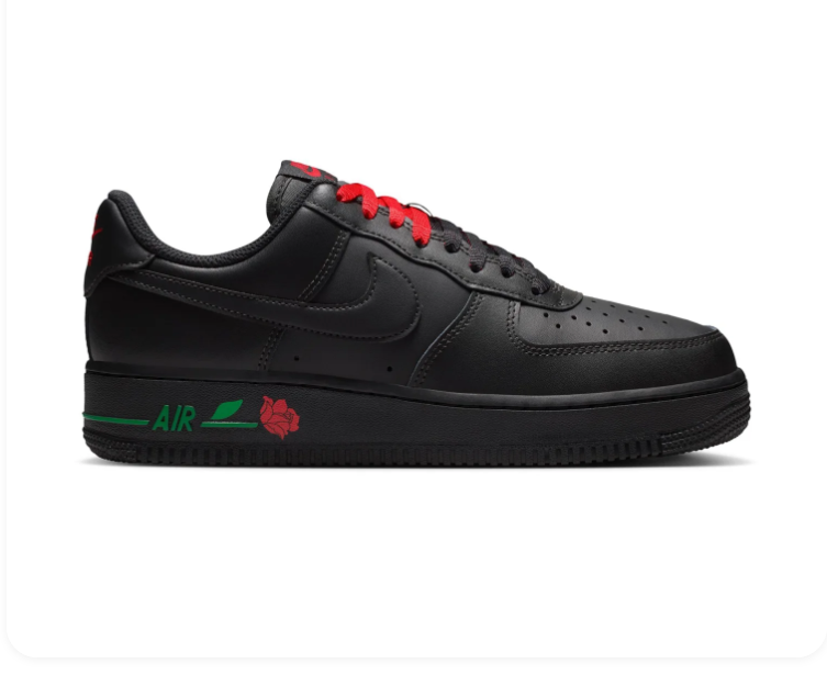Nike Air Force 1 Black Rose Detail Low-Top Sneakers