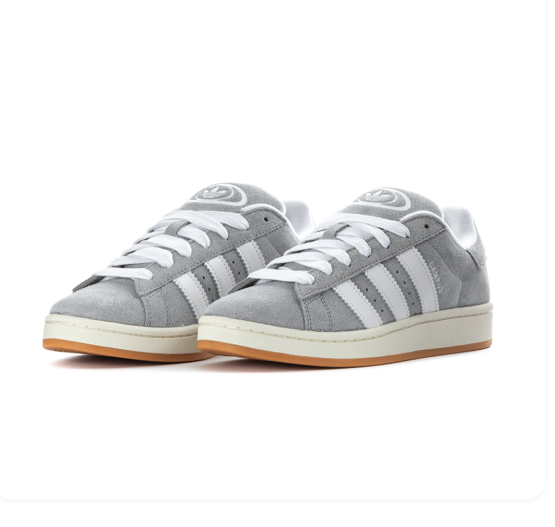 adidas Campus Grey and White Sneakers with Gum Sole