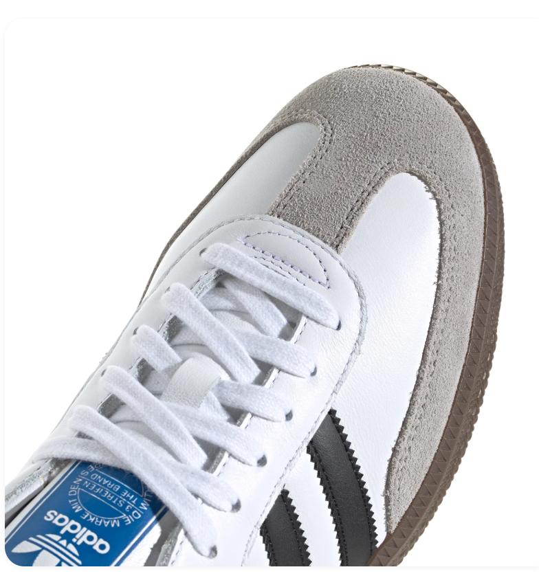 adidas Samba White and Black Sneakers with Grey Toe and Dark Brown Sole