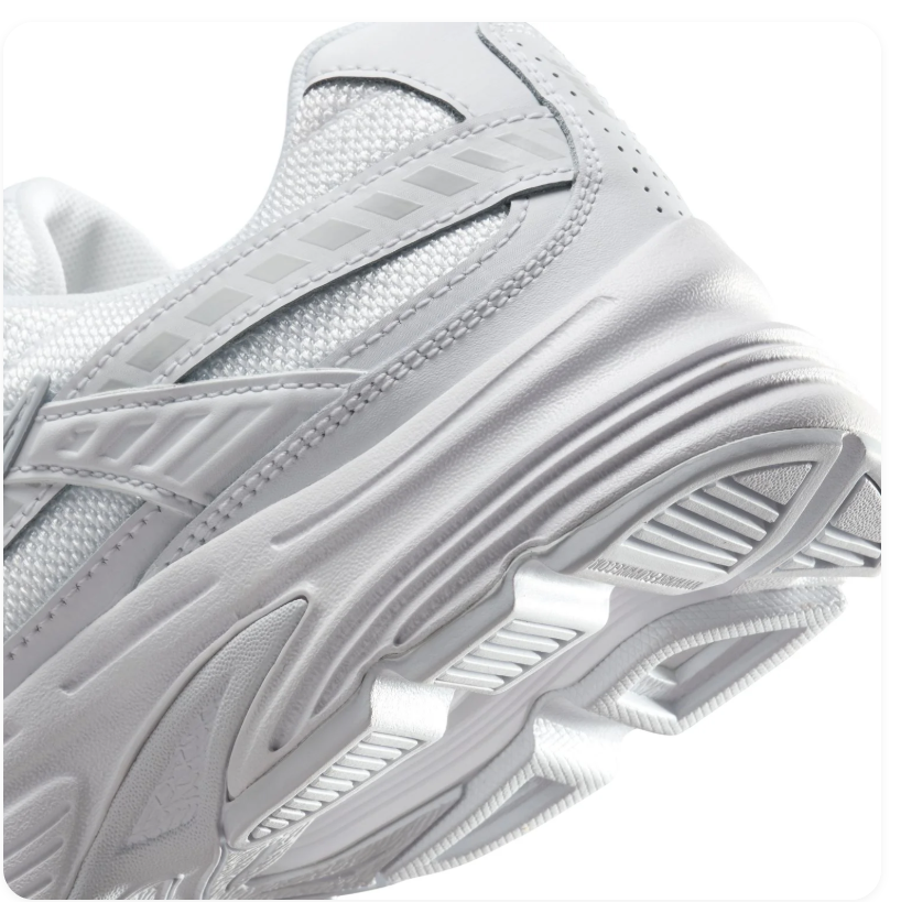 Nike White and Metallic Silver Retro-Inspired Sneakers