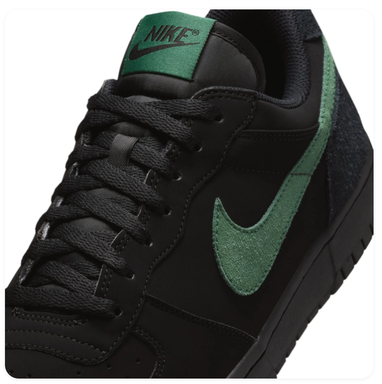 Nike Black and Green Low-Top Sneakers