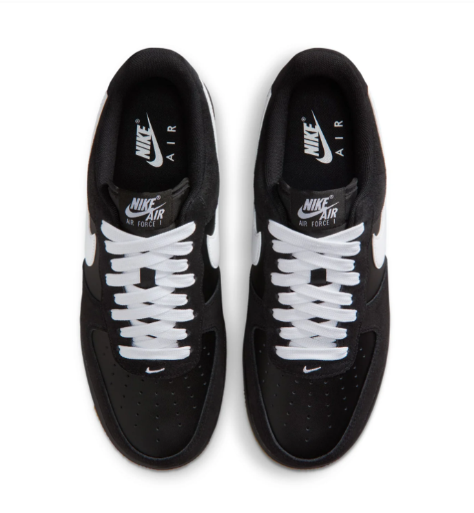 Nike Air Force 1 Black and White Low-Top Sneakers with Gum Sole