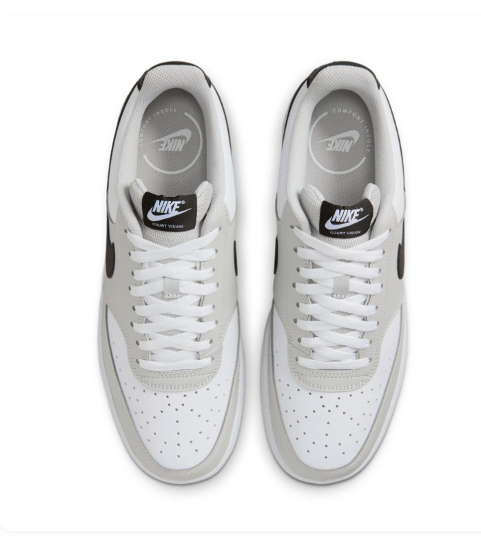 Nike Court Vision White, Light Grey and Black Low-Top Sneakers