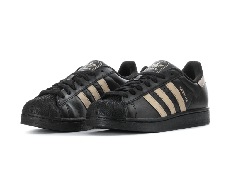 adidas Superstar Black and Cream Shell-Toe Sneakers