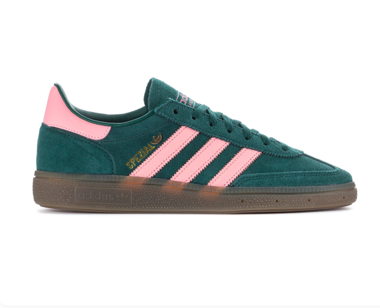 adidas Handball Spezial Dark Green and Pink Sneakers with Gum Sole