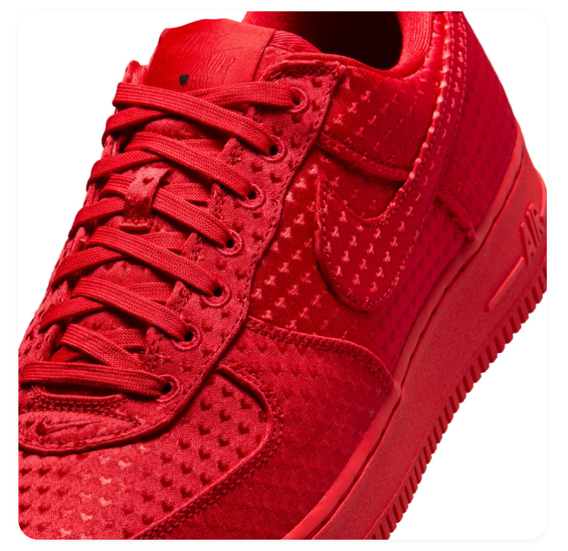 Nike Air Force 1 All-Red Textured Low-Top Sneakers