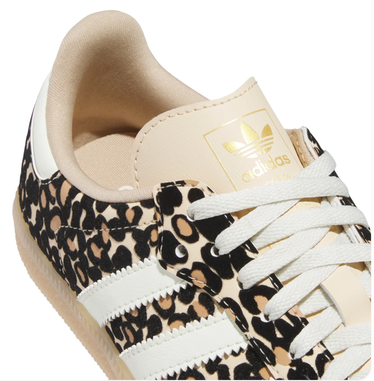 adidas Leopard Print Low-Top Sneakers with White Stripes and Pale Gum Sole