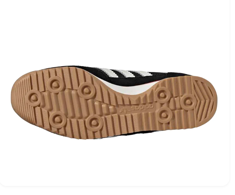 adidas Black and White Retro Sneakers with Red Accents and Gum-Colored Outsole
