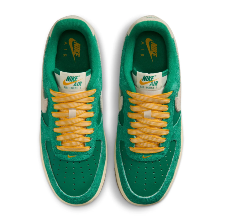 Nike Air Force 1 Green and Cream Low-Top Sneakers with Yellow Laces
