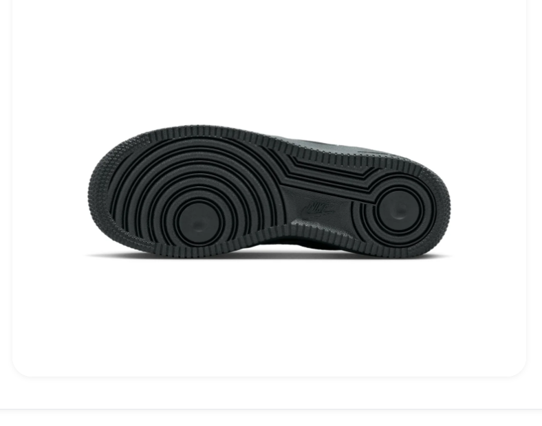 Nike Air Force 1 Black and Charcoal Low-Top Sneakers with Grey-Outlined Swoosh