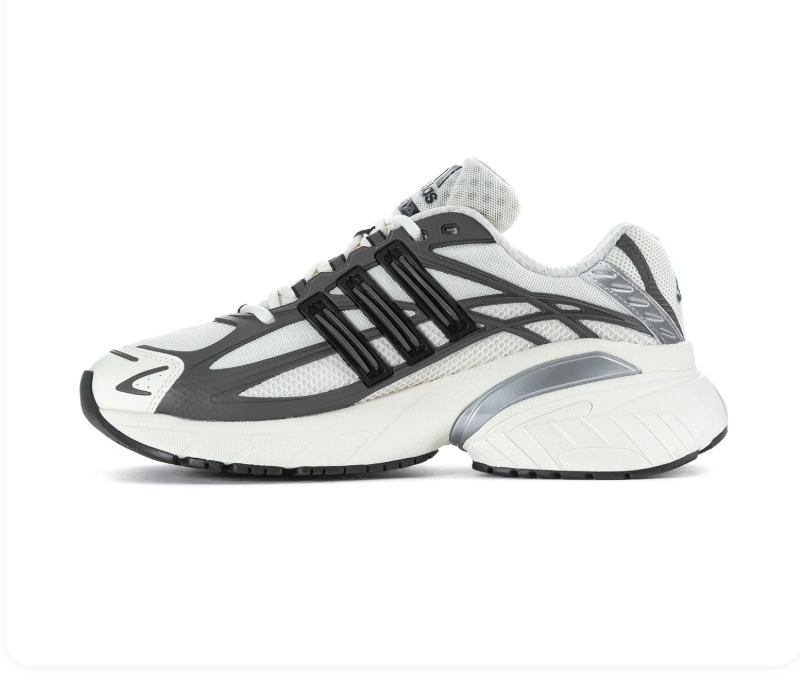 adidas Adistar White and Gray Chunky Sneakers with Silver Accents