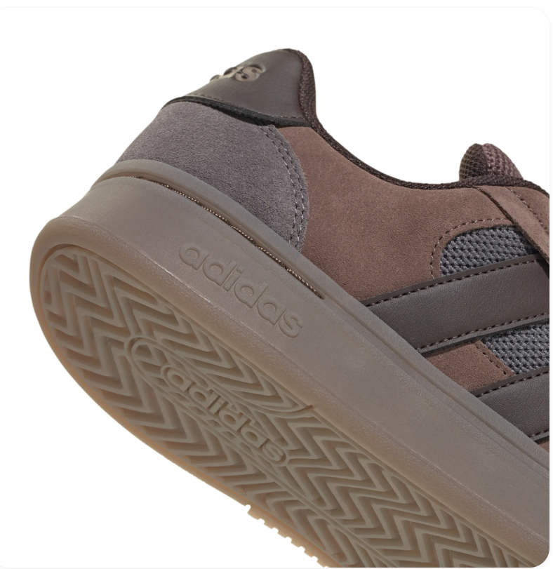 adidas Brown and Gray Low-Top Sneakers with Gum-Colored Sole