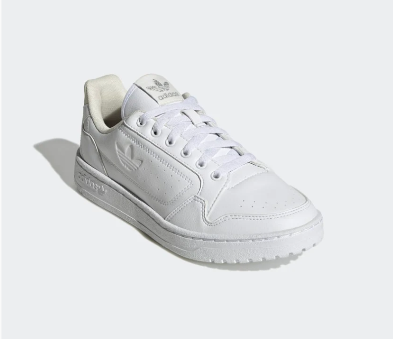adidas White Low-Top Court Sneakers with Cream Accents