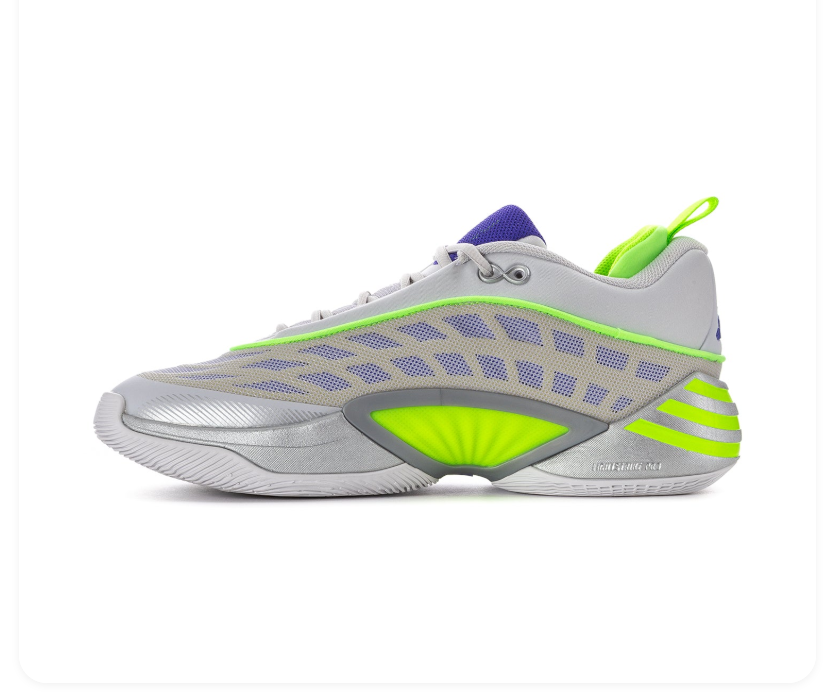 adidas Light Gray Basketball Sneakers with Neon Lime and Purple Accents