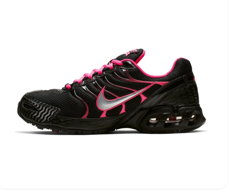 Nike Air Black and Hot Pink Low-Top Sneakers with Silver Swoosh