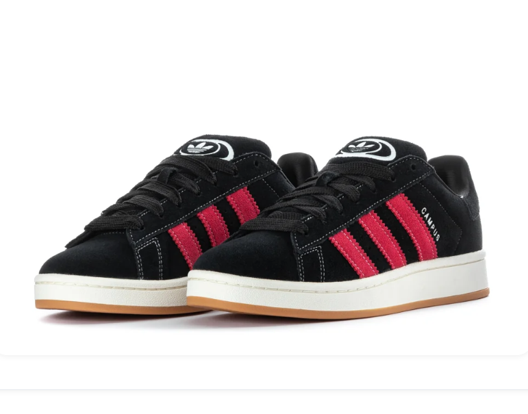 adidas Campus Black and Pink Sneakers with Gum Sole