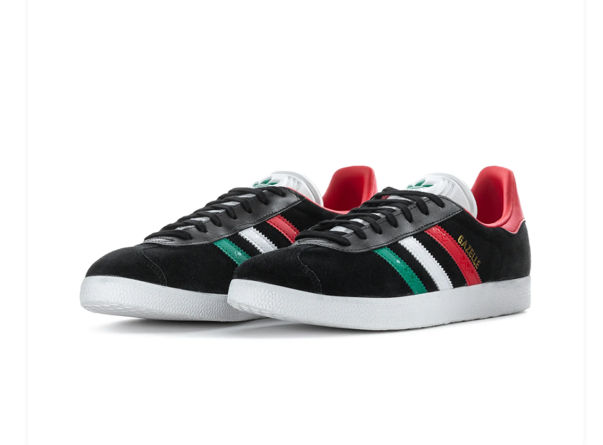 adidas Gazelle Mexico Black Sneakers with Green, White and Red Stripes