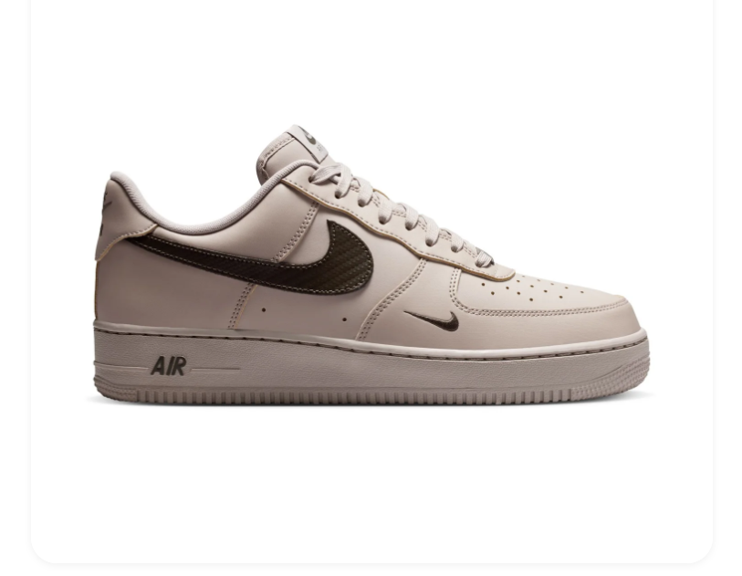 Nike Air Force 1 Light Taupe and Dark Brown Low-Top Sneakers