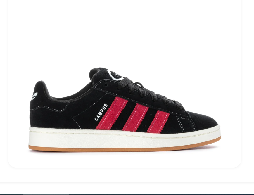 adidas Campus Black and Pink Sneakers with Gum Sole