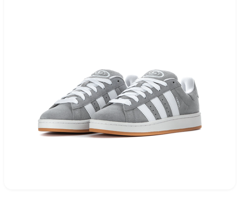 adidas Campus Gray and White Sneakers with Gum-Colored Outsole