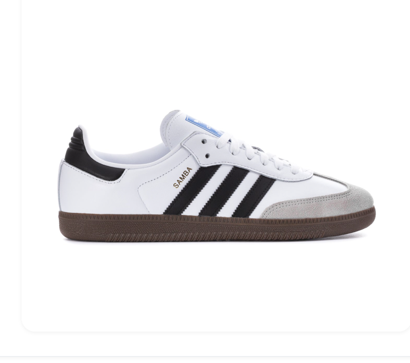 adidas Samba White and Black Sneakers with Gum Sole