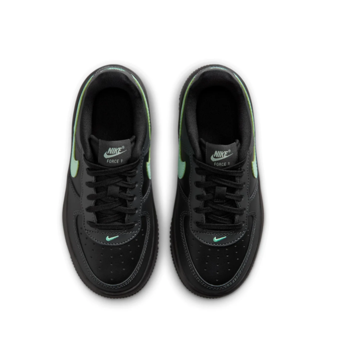 Nike Force 1 Black and Mint Green Low-Top Sneakers