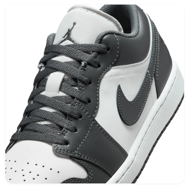 Air Jordan 1 Low Charcoal Grey and White Sneakers
