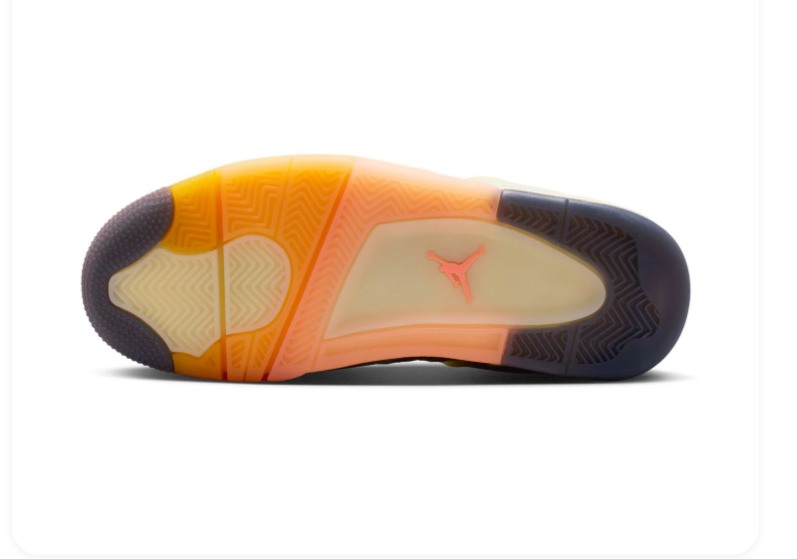 Air Jordan 4 Cream Sneakers with Peach and Yellow Accents