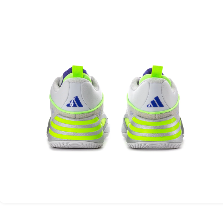 adidas Light Gray Basketball Sneakers with Neon Lime and Purple Accents
