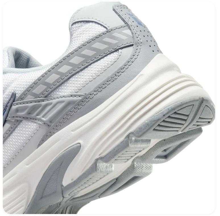 Nike White and Silver-Grey Sneakers with Blue Swoosh