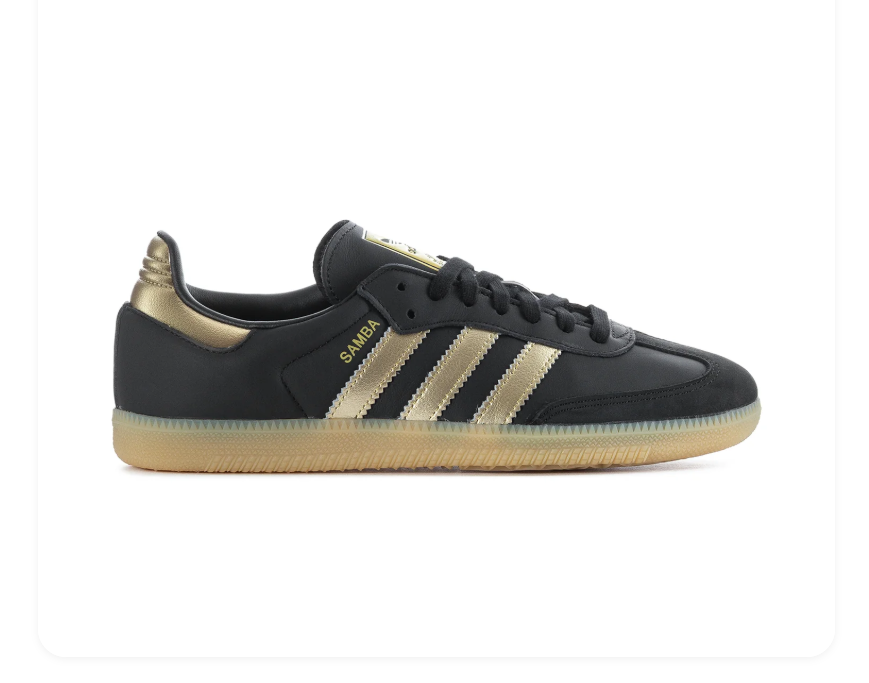 adidas Samba Black and Metallic Gold Sneakers with Gum Sole