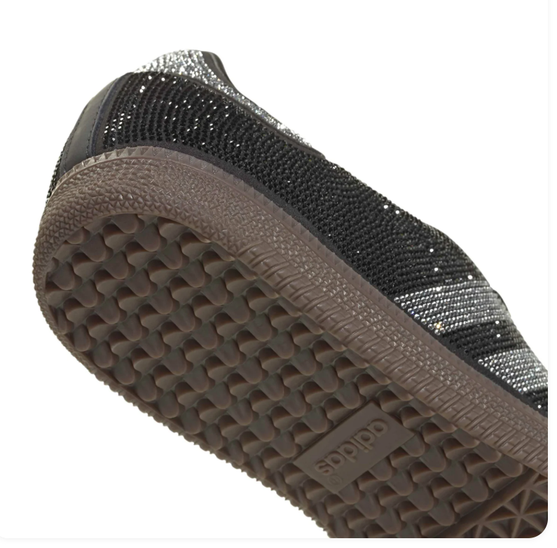 adidas Black and Silver Rhinestone Sneakers with Gum Sole