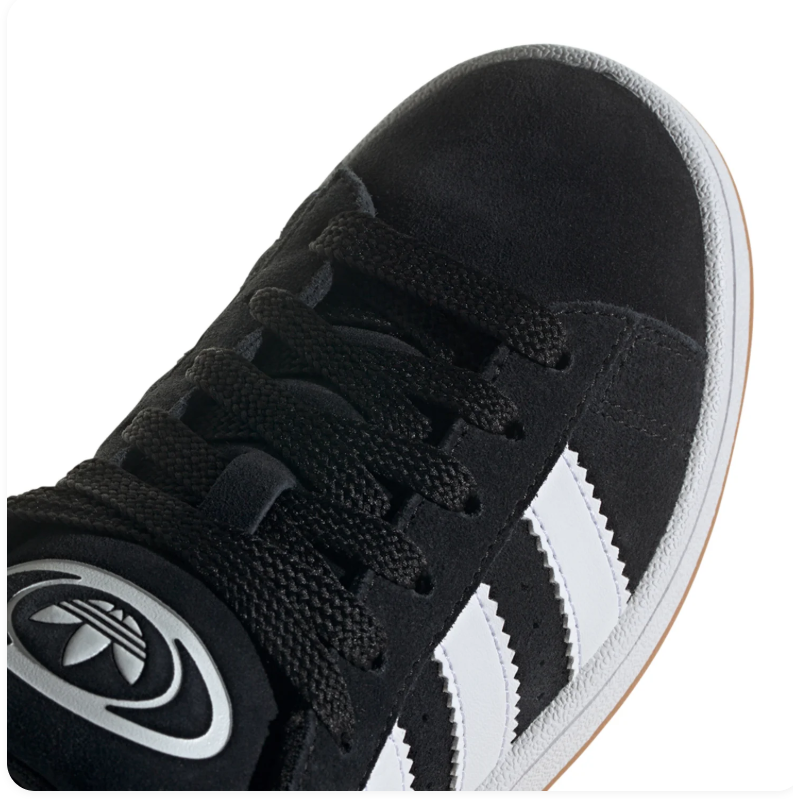 adidas Campus Black and White Sneakers with Gum Sole