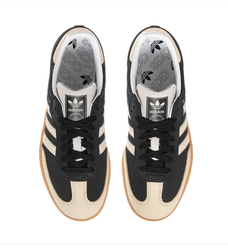 adidas Samba Cream and Black Sneakers with Gum Sole
