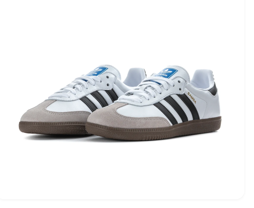 adidas Samba White and Black Sneakers with Grey Toe and Dark Brown Sole