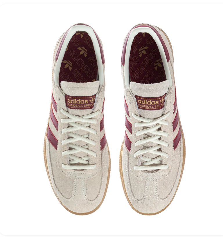 adidas Handball Spezial Cream and Burgundy Sneakers with Gum Sole