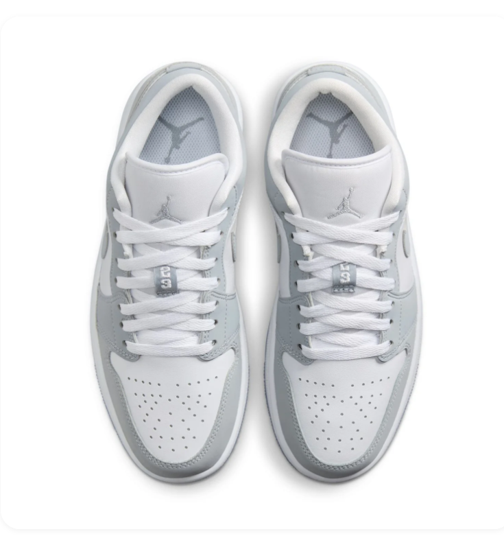 Air Jordan 1 Low Grey and White Sneakers with Icy Outsole