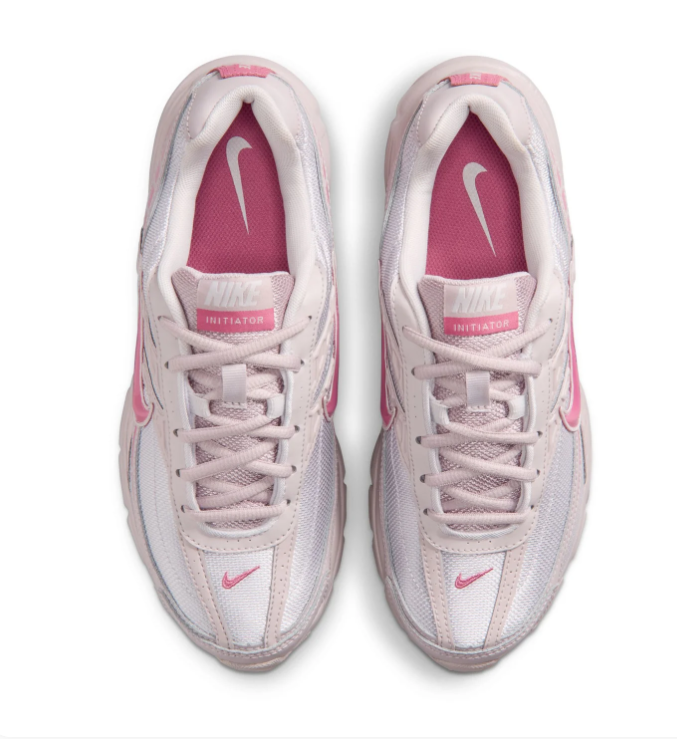 Nike Initiator White and Pale Pink Sneakers with Bright Pink Accents