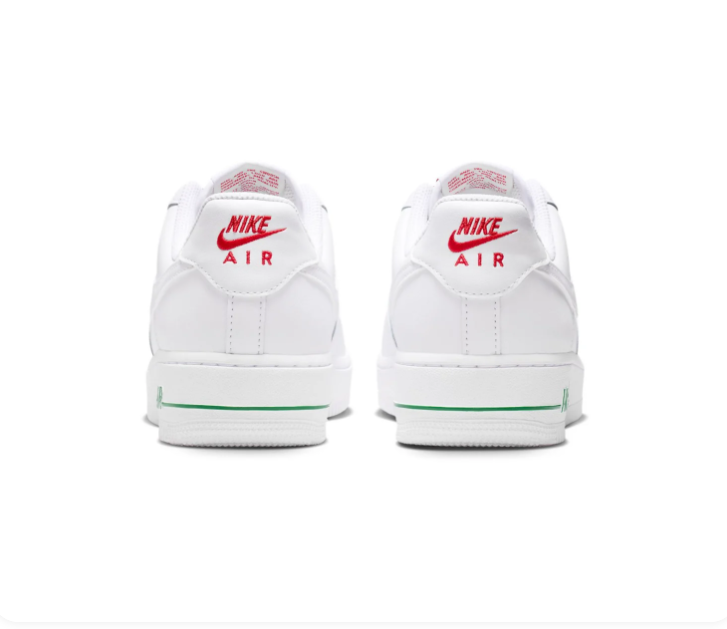 Nike Air Force 1 White Rose Detail Low-Top Sneakers with Red Accents