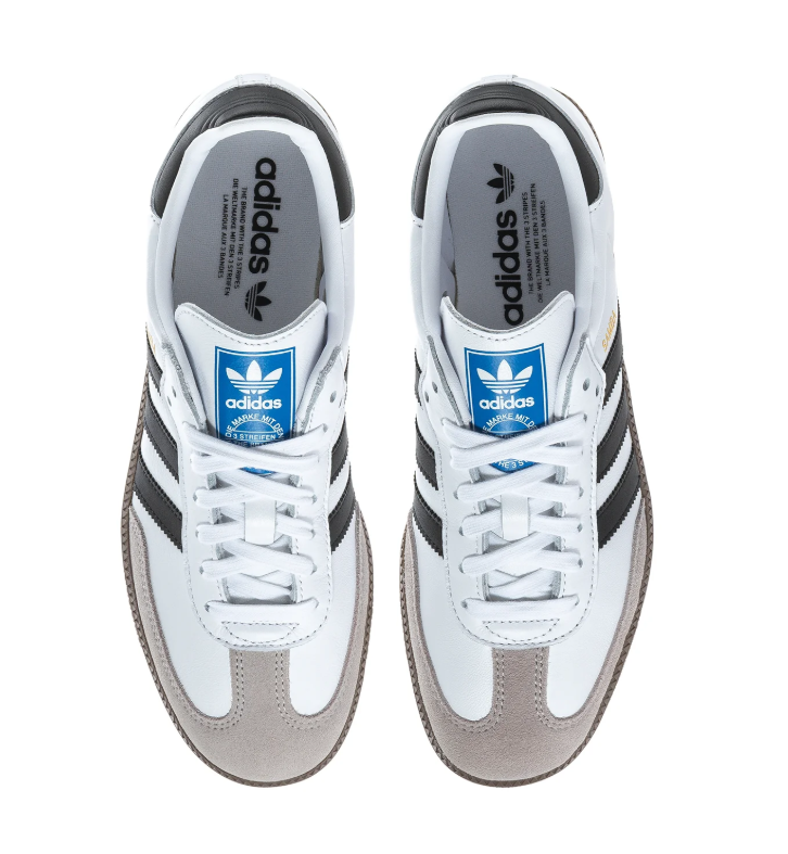 adidas Samba White and Black Sneakers with Grey Toe and Dark Brown Sole
