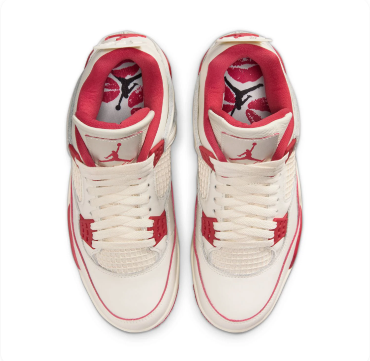 Air Jordan 4 Cream and Red Sneakers