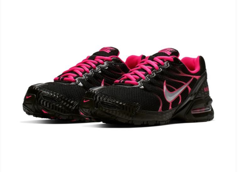 Nike Air Black and Hot Pink Low-Top Sneakers with Silver Swoosh
