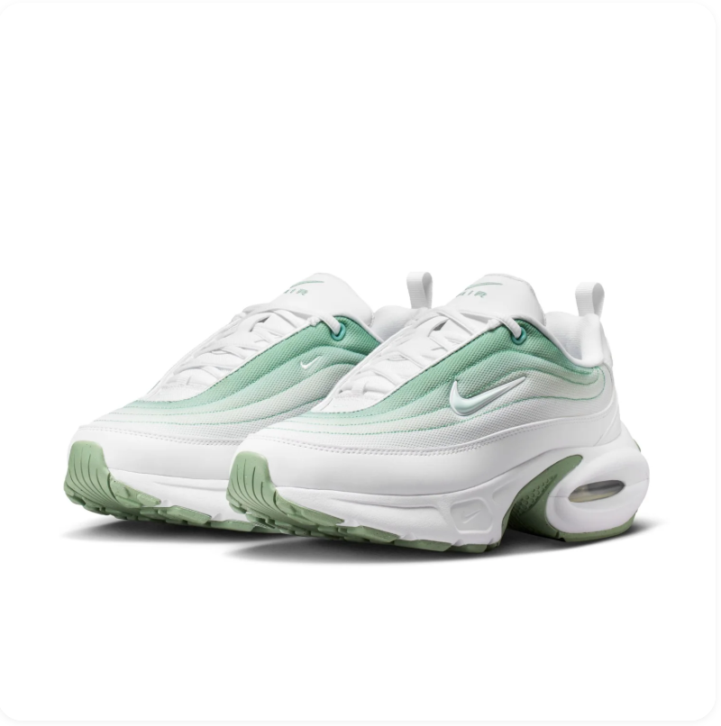 Nike Air White and Mint Green Low-Top Sneakers