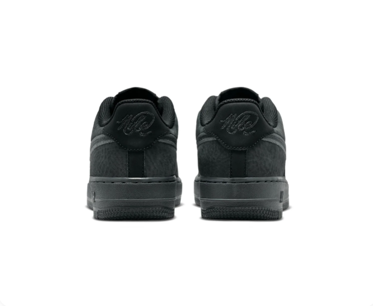 Nike Air Force 1 Black and Charcoal Low-Top Sneakers with Grey-Outlined Swoosh