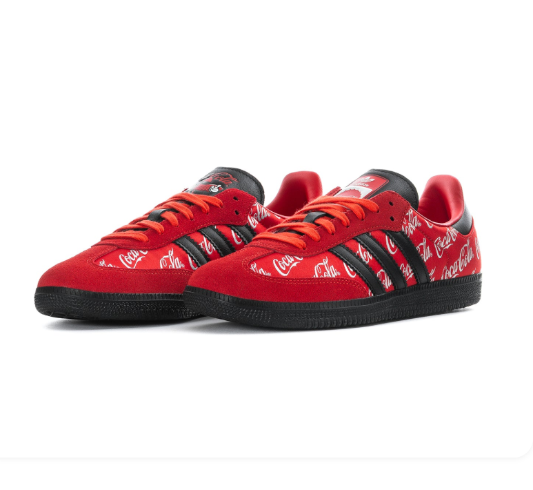 adidas Red Coca-Cola Print Sneakers with Black Stripes